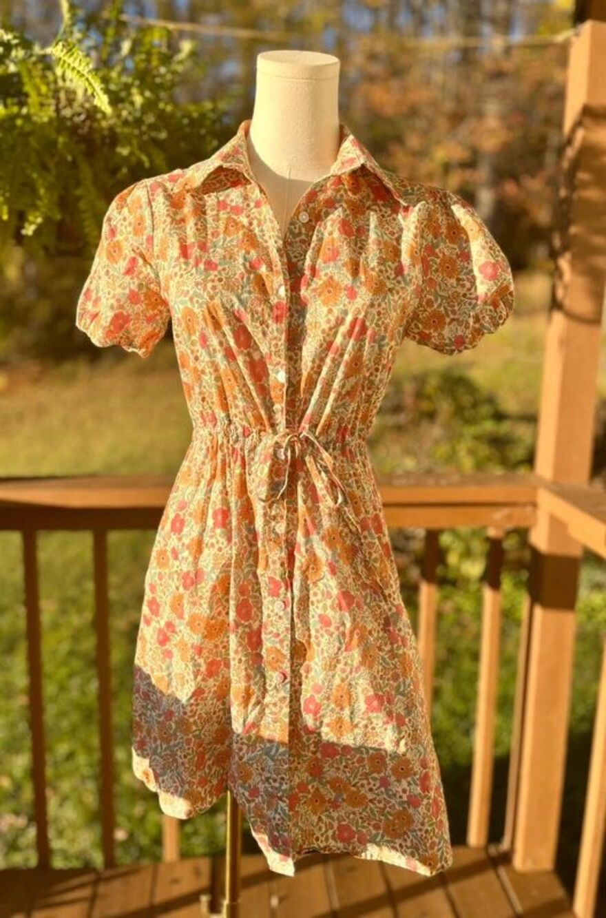 SM Wardrobe Floral Puff Sleeve Shirt Dress Size S | 70s Cottagecore Boho